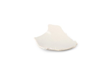 Photo of One piece of broken eggshell isolated on white