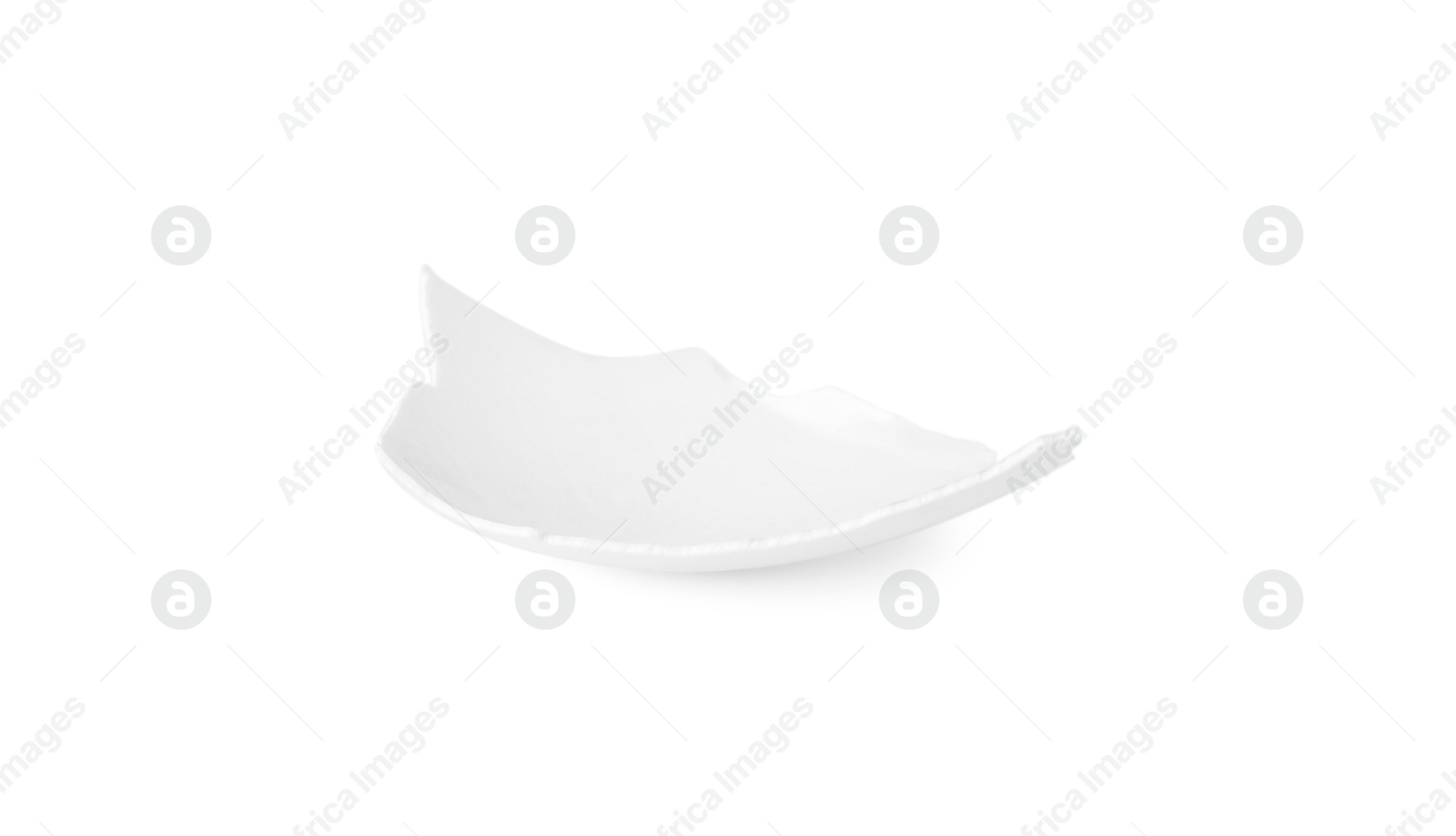 Photo of One piece of broken eggshell isolated on white