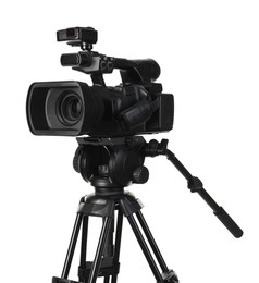 Photo of Modern professional video camera isolated on white