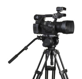 Photo of Modern professional video camera isolated on white