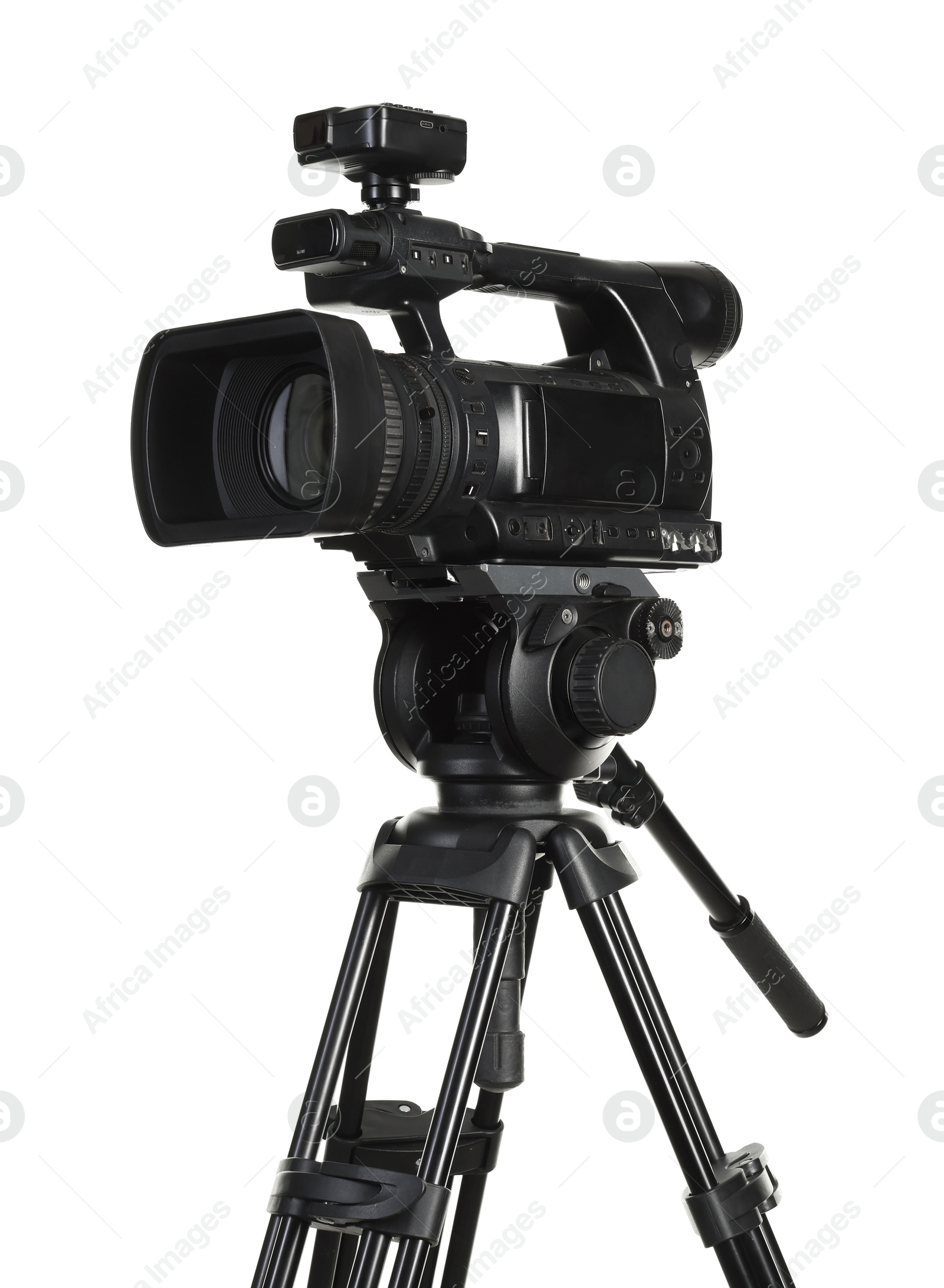 Photo of Modern professional video camera isolated on white