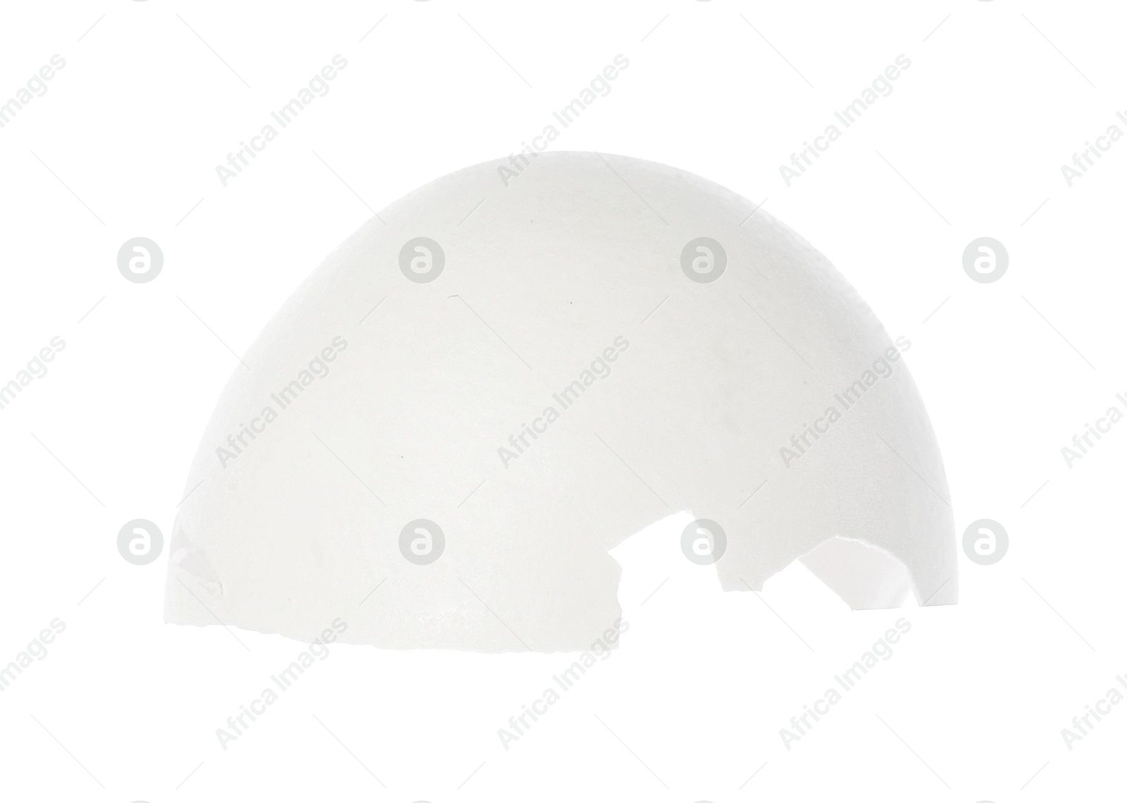 Photo of One piece of broken eggshell isolated on white