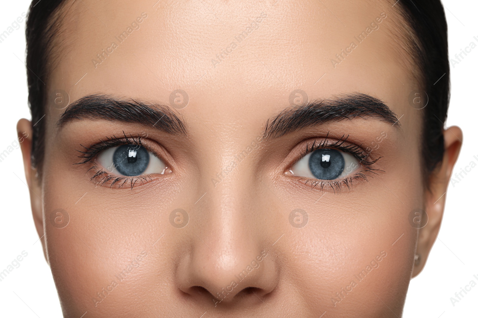 Image of Closeup view of woman with blue eyes