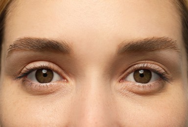 Image of Closeup view of woman with brown eyes