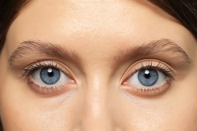 Image of Closeup view of woman with blue eyes