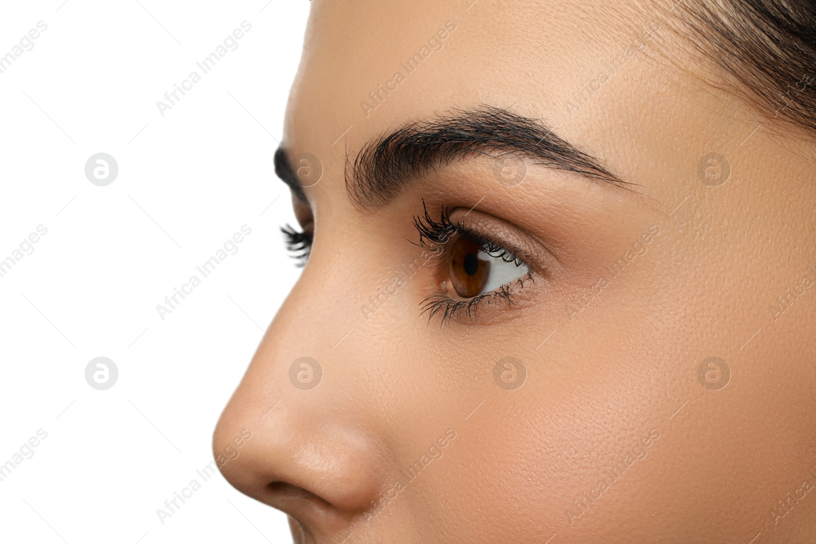 Image of Closeup view of woman with brown eyes