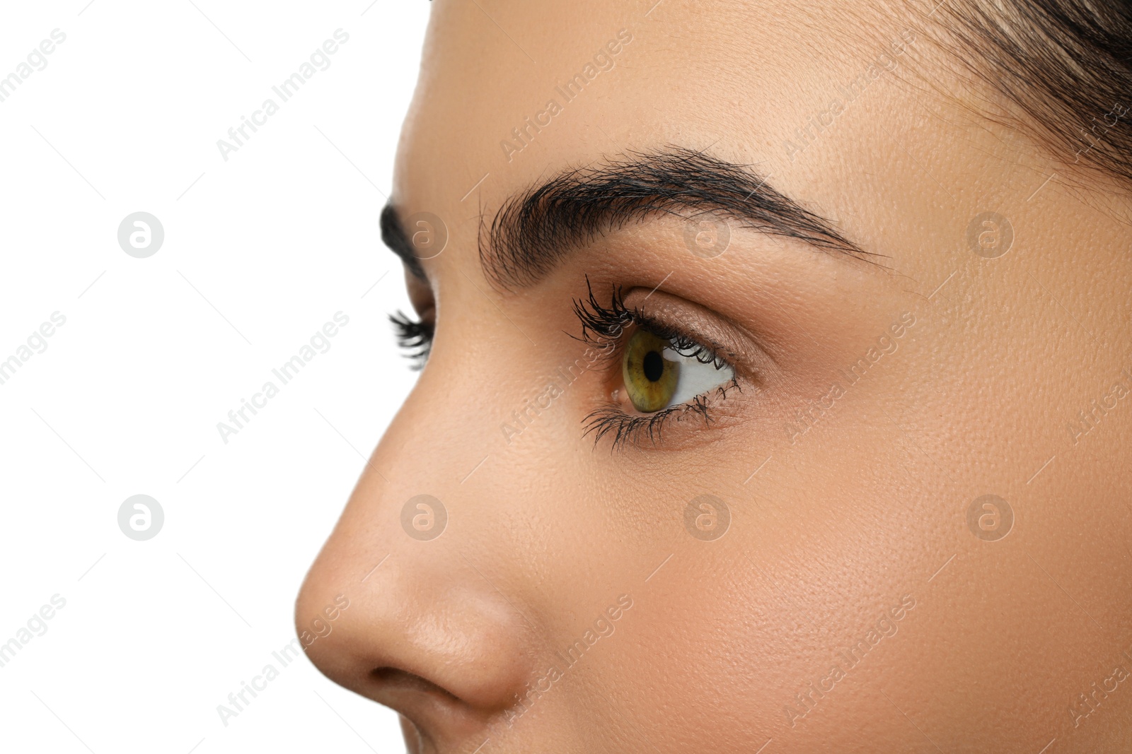 Image of Closeup view of woman with green eyes