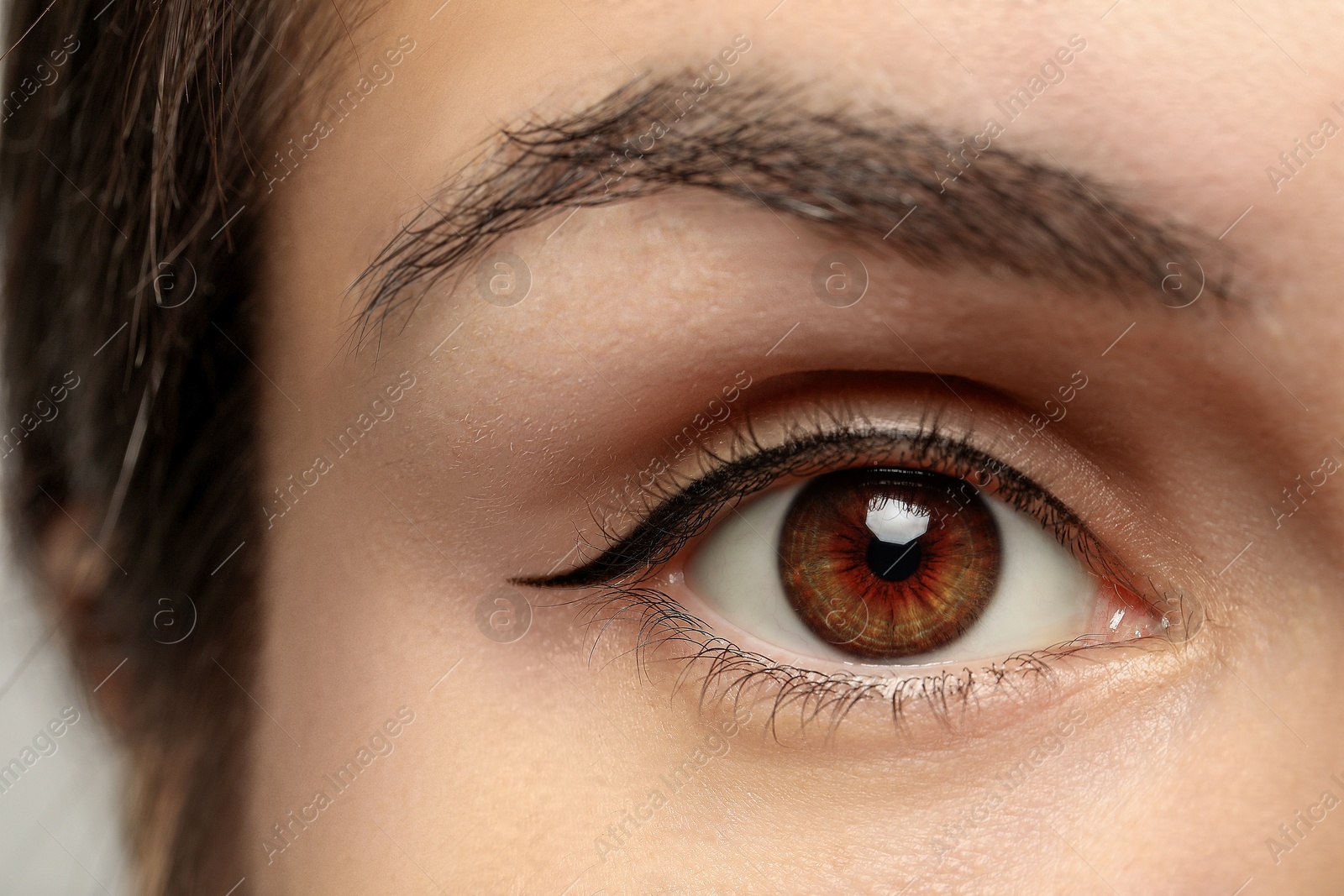 Image of Closeup view of woman with brown eyes