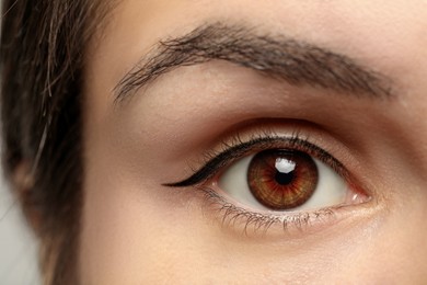 Image of Closeup view of woman with brown eyes