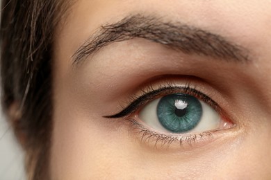 Image of Closeup view of woman with blue eyes