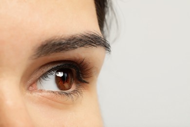 Image of Closeup view of woman with brown eyes