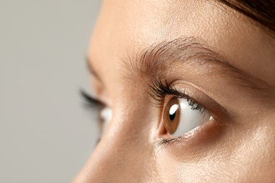 Image of Closeup view of woman with brown eyes