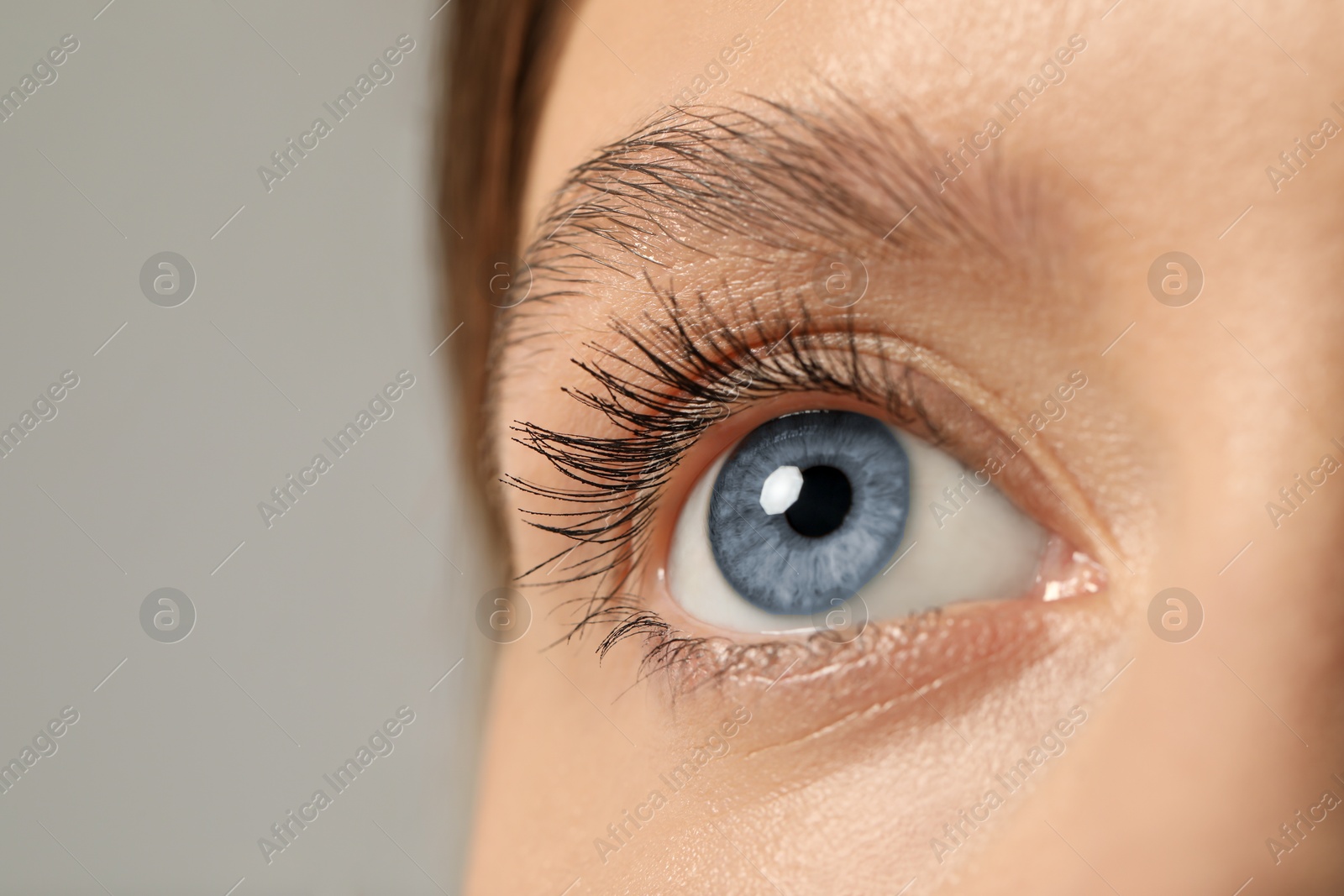 Image of Closeup view of woman with blue eyes