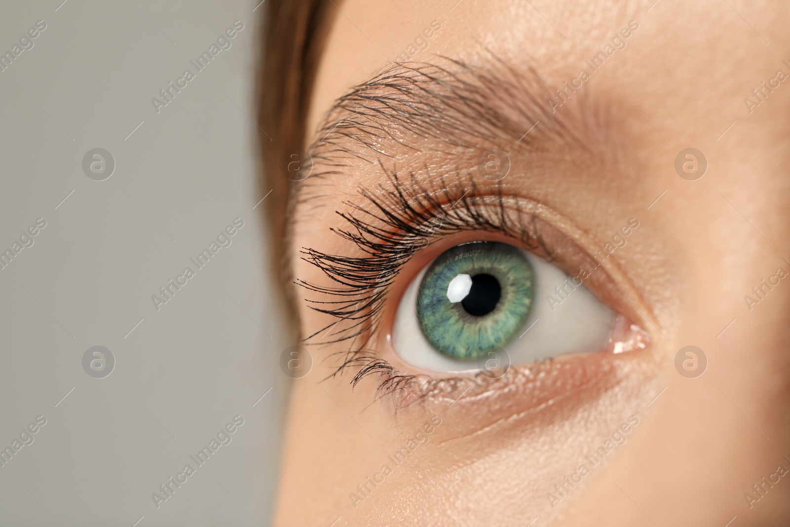 Image of Closeup view of woman with green eyes