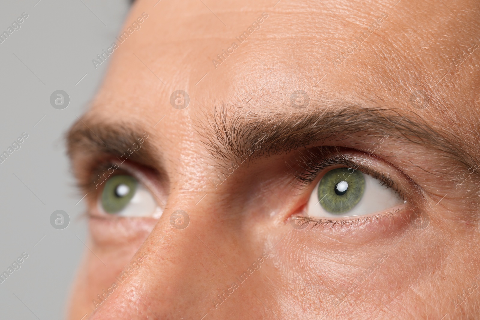 Image of Closeup view of man with green eyes