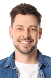 Image of Passport photo. Portrait of man on white background