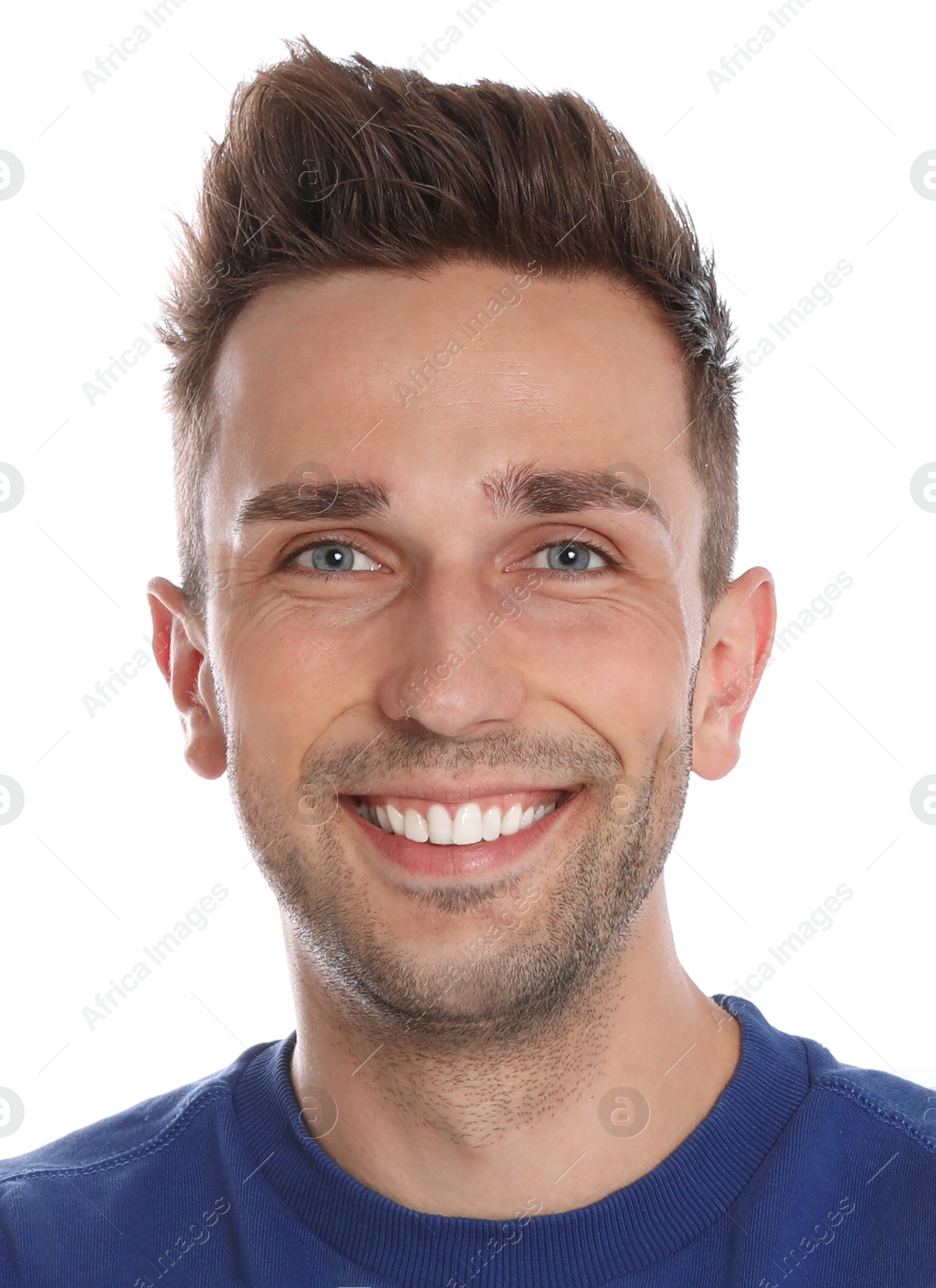 Image of Passport photo. Portrait of man on white background