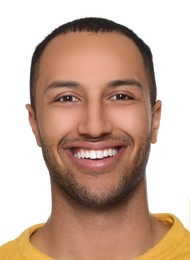 Image of Passport photo. Portrait of man on white background