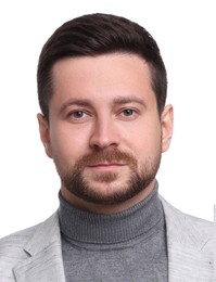 Image of Passport photo. Portrait of man on white background