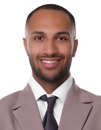 Image of Passport photo. Portrait of man on white background