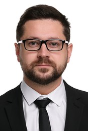 Image of Passport photo. Portrait of man on white background