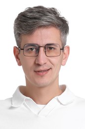 Image of Passport photo. Portrait of man on white background