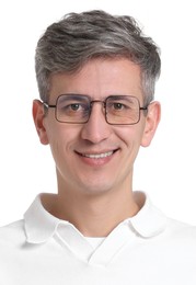 Image of Passport photo. Portrait of man on white background