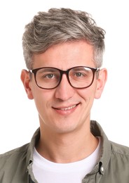 Image of Passport photo. Portrait of man on white background