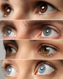 Image of People with eyes of different colors, collage of photos