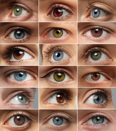 Image of People with eyes of different colors, collage of photos