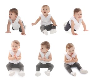 Image of Cute baby on white background, set of portraits