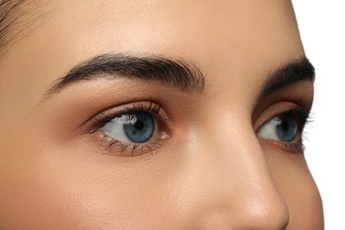 Image of Closeup view of woman with blue eyes