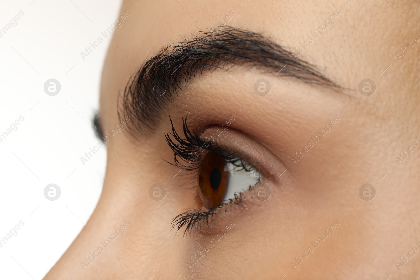 Image of Closeup view of woman with brown eyes