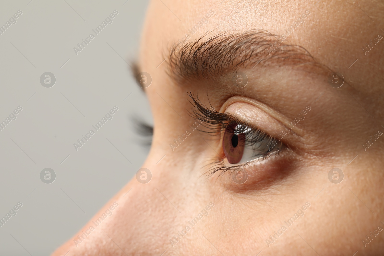 Image of Closeup view of woman with brown eyes