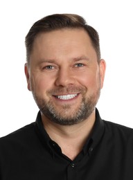 Image of Passport photo. Portrait of man on white background