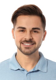 Image of Passport photo. Portrait of man on white background