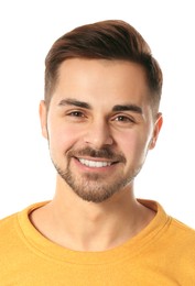 Image of Passport photo. Portrait of man on white background