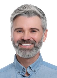 Image of Passport photo. Portrait of man on white background