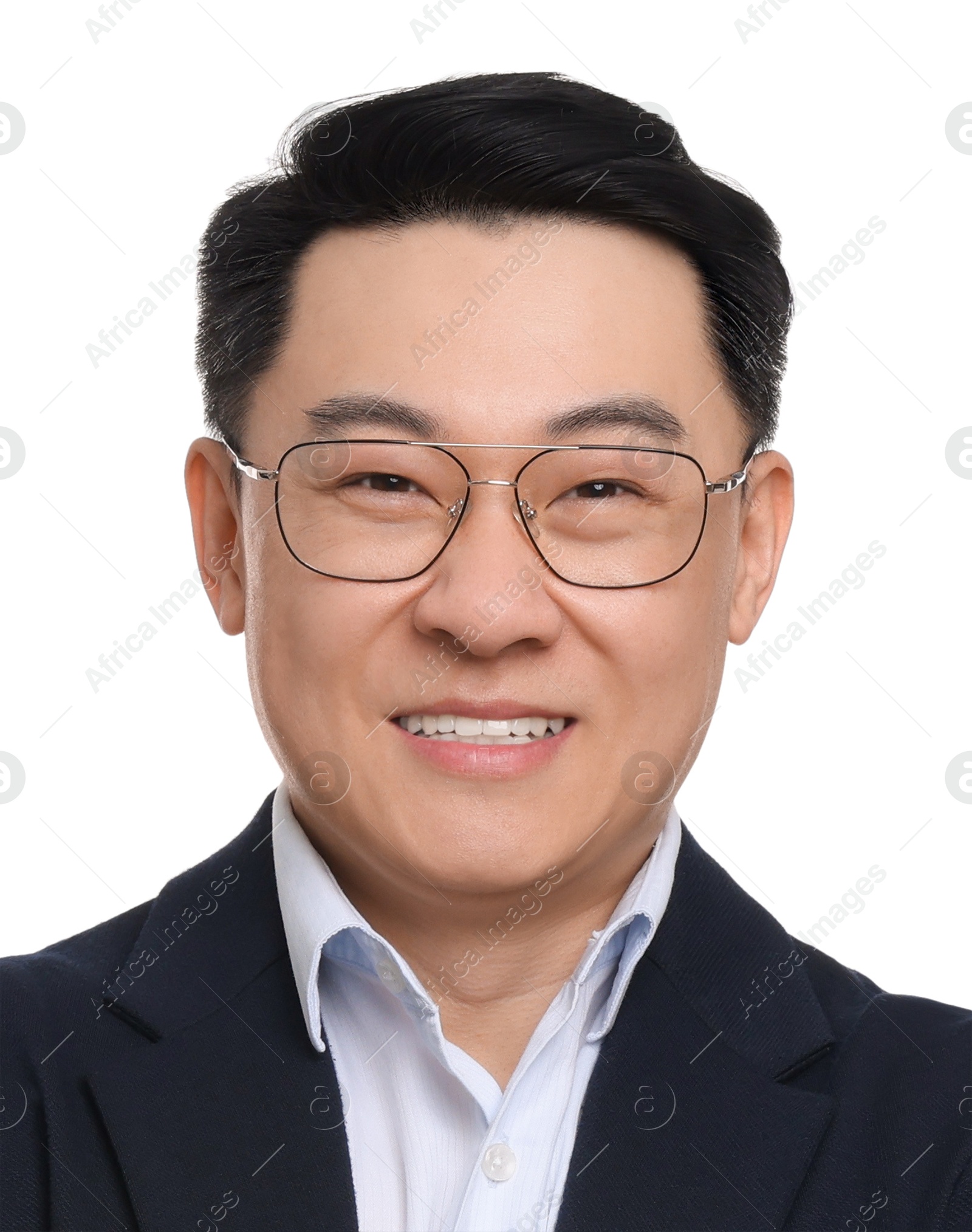 Image of Passport photo. Portrait of man on white background