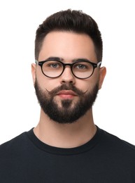 Image of Passport photo. Portrait of man on white background