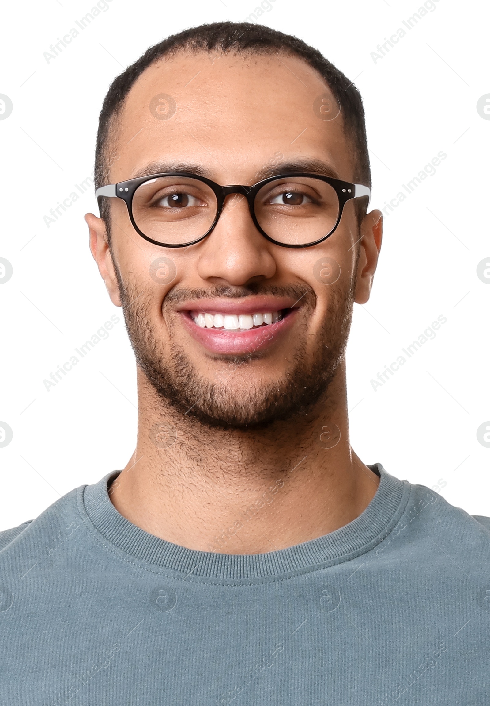 Image of Passport photo. Portrait of man on white background