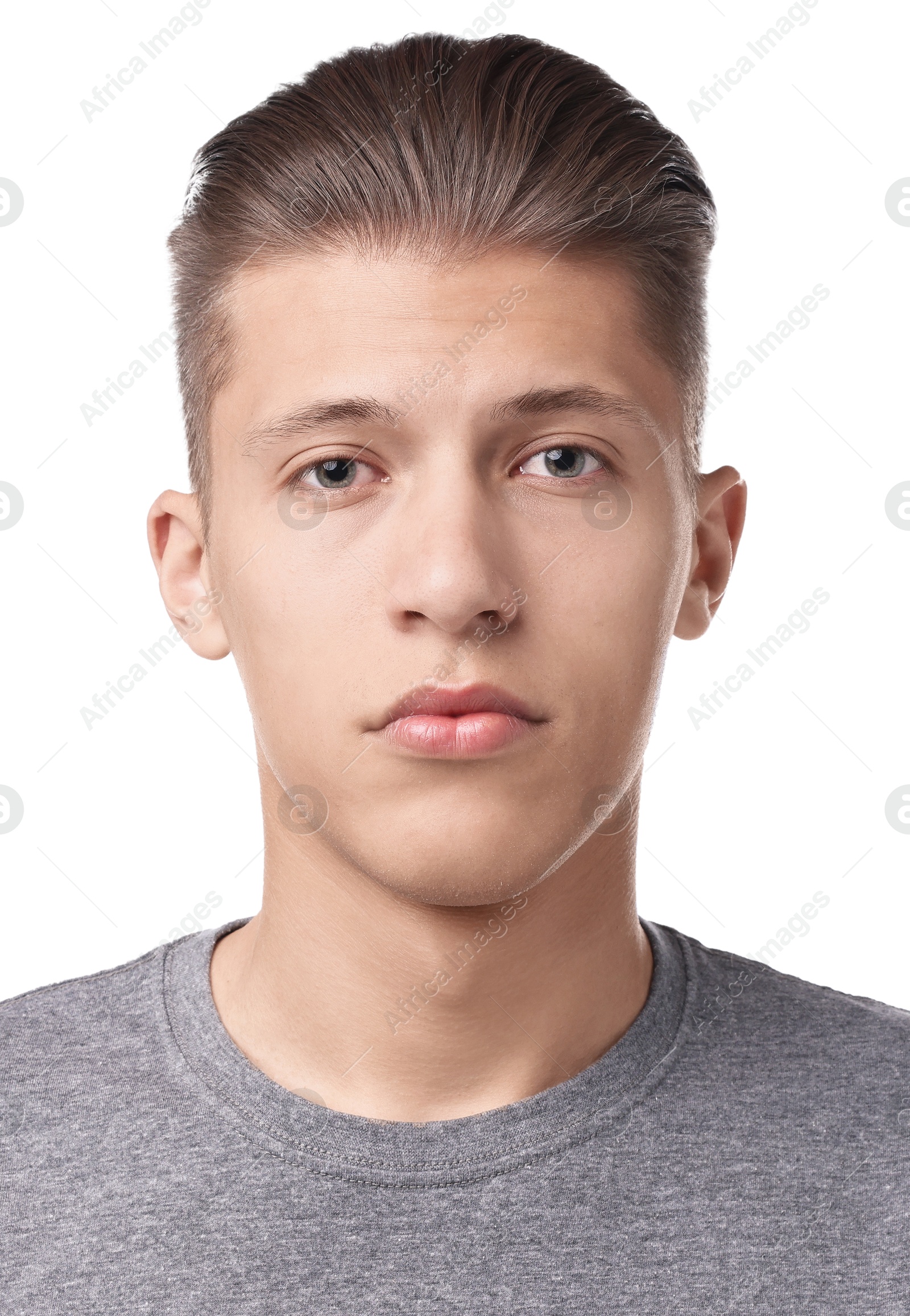 Image of Passport photo. Portrait of man on white background