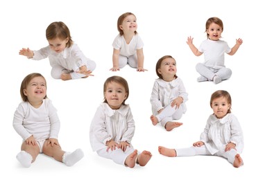 Image of Cute baby on white background, set of portraits