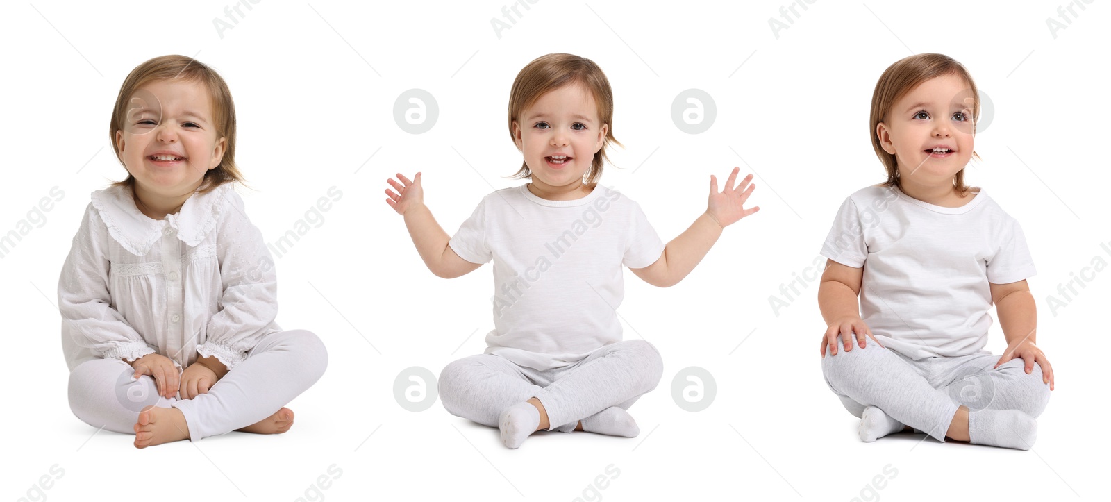 Image of Cute baby on white background, set of portraits