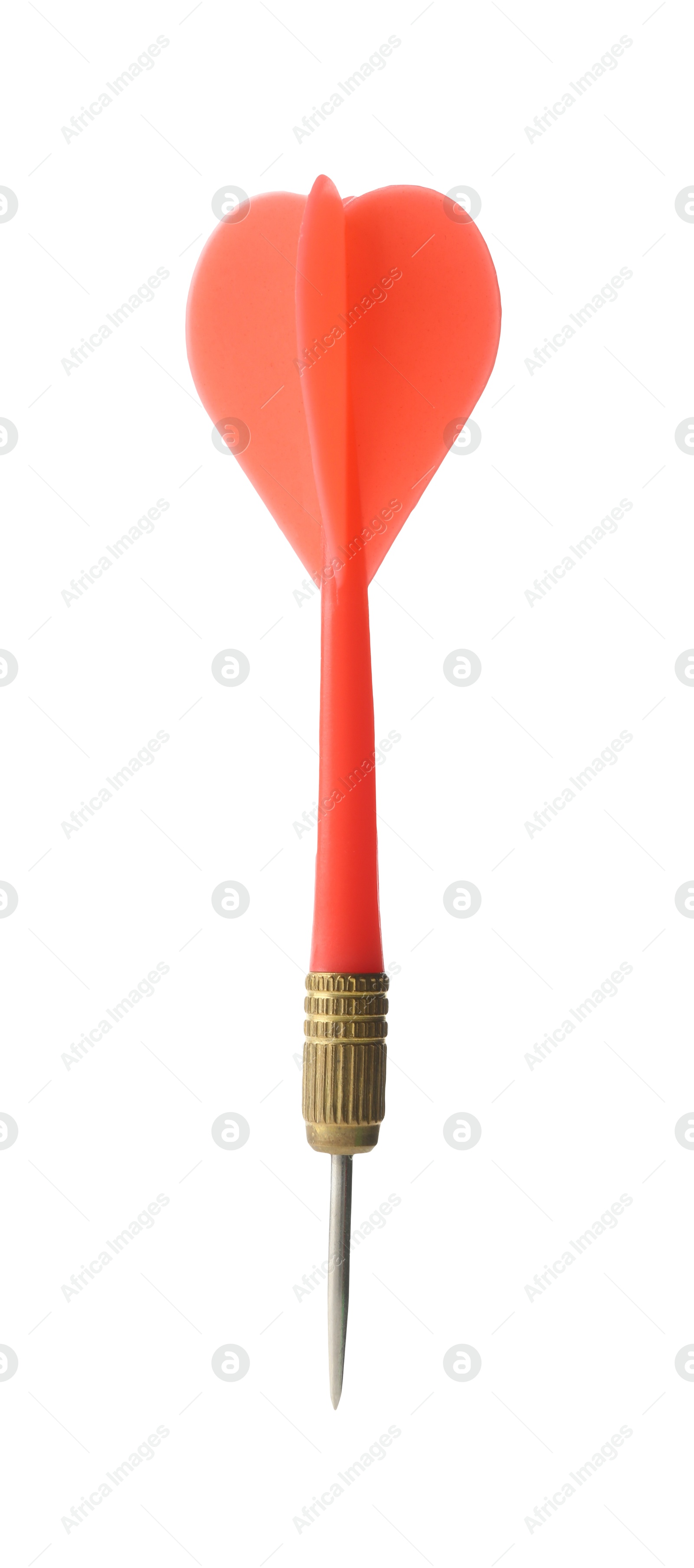 Photo of One red dart arrow in air isolated on white