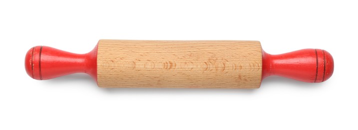 Photo of Rolling pin isolated on white, top view