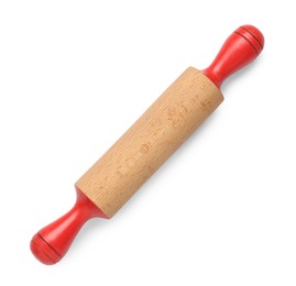 Photo of Rolling pin isolated on white, top view