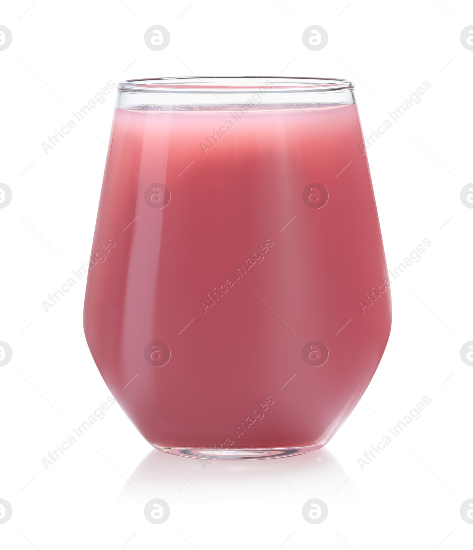 Photo of Tasty guava juice in glass isolated on white