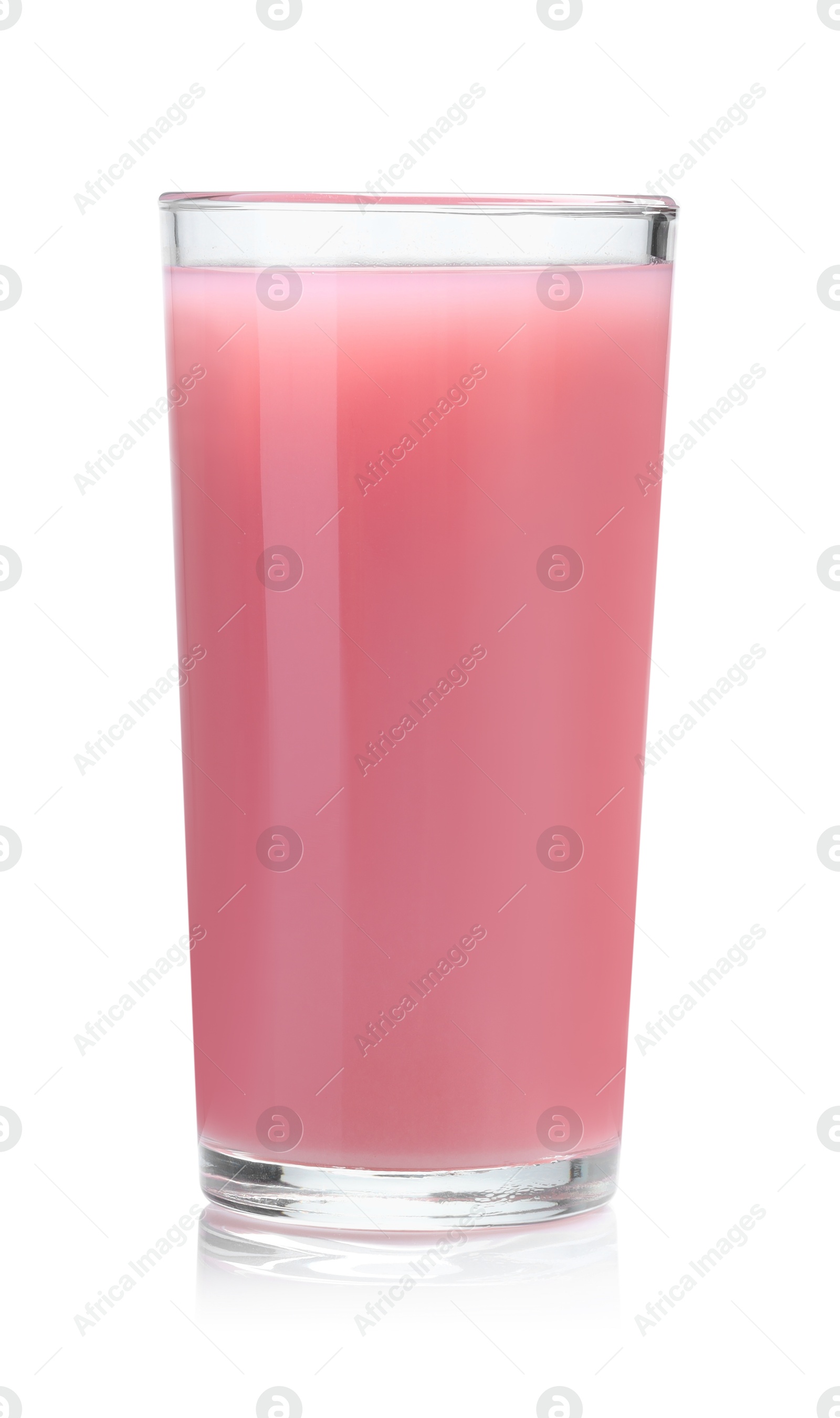 Photo of Tasty guava juice in glass isolated on white