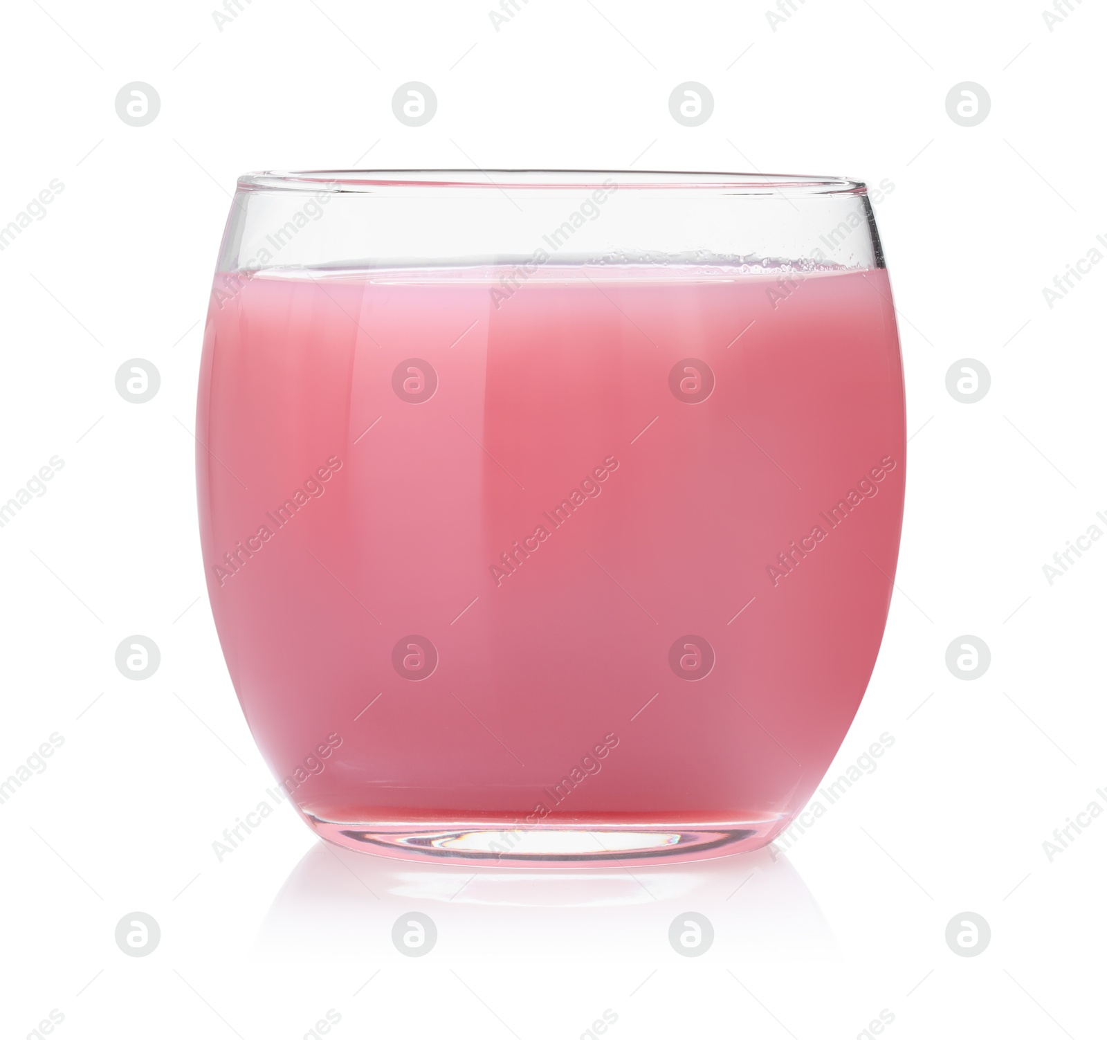 Photo of Tasty guava juice in glass isolated on white